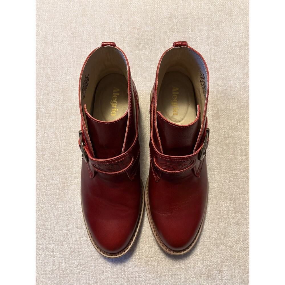 Alegria Women's Leather Ankle Boots Mikki Size 9.5-10 EU40 Red Embossed Heel - Picture 3 of 10